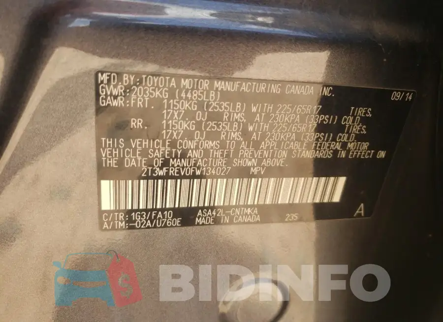 2T3WFREV0FW134027 Photo# 13