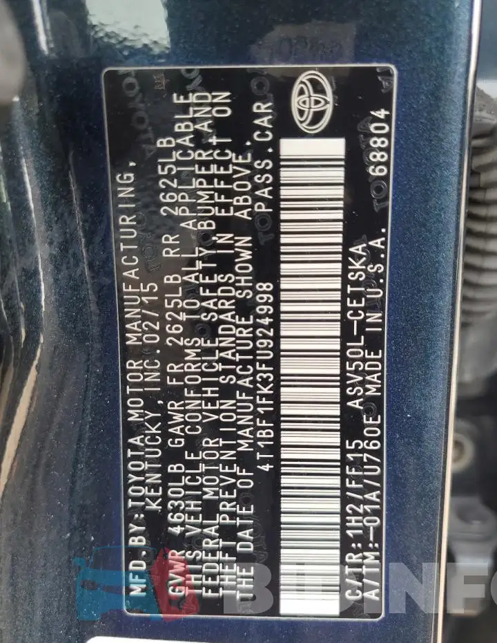 4T1BF1FK3FU924998 Photo# 12