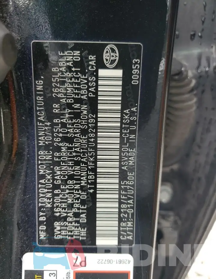 4T1BF1FK5FU482192 Photo# 12