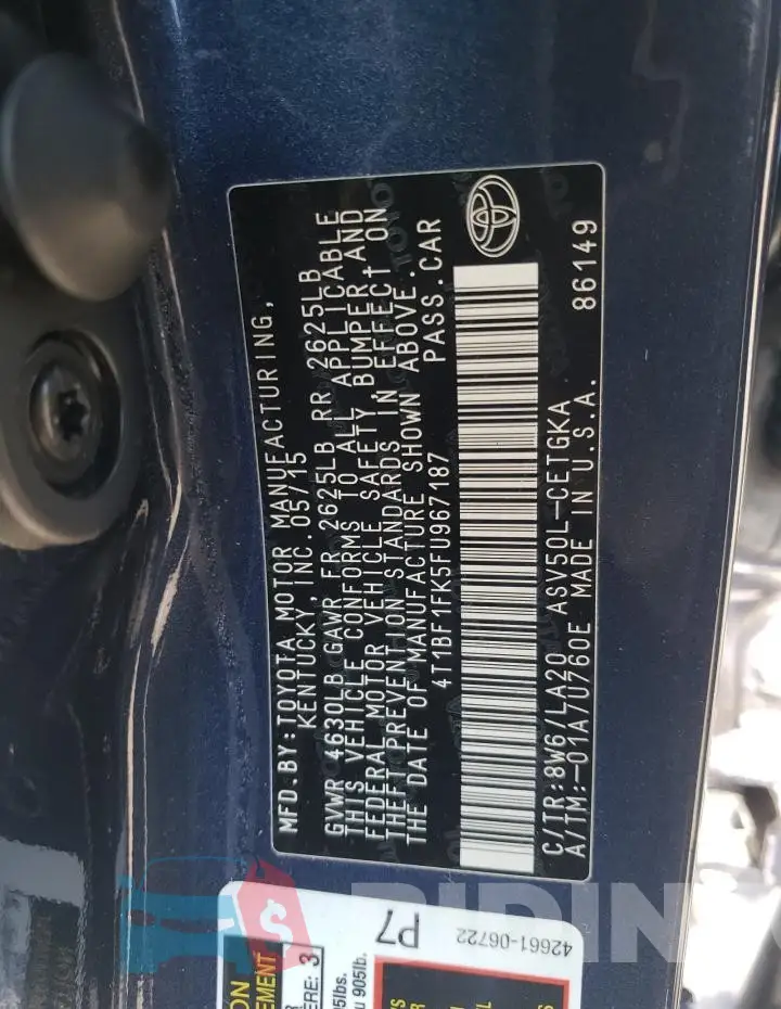 4T1BF1FK5FU967187 Photo# 12