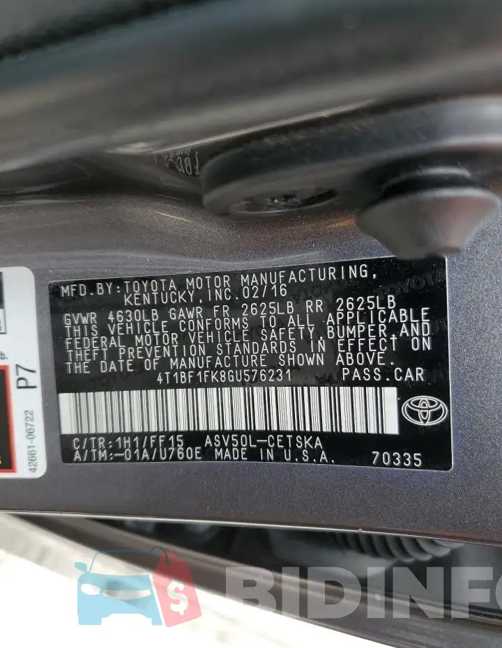 4T1BF1FK8GU576231 Photo# 12