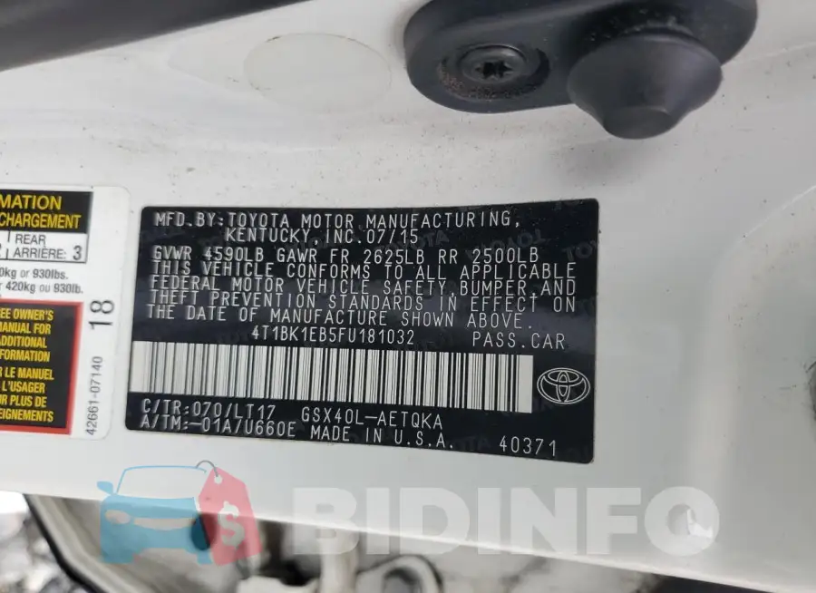4T1BK1EB5FU181032 Photo# 12
