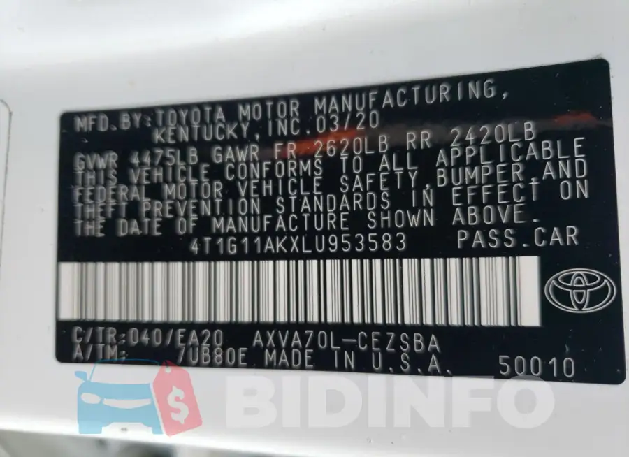 4T1G11AKXLU953583 Photo# 13
