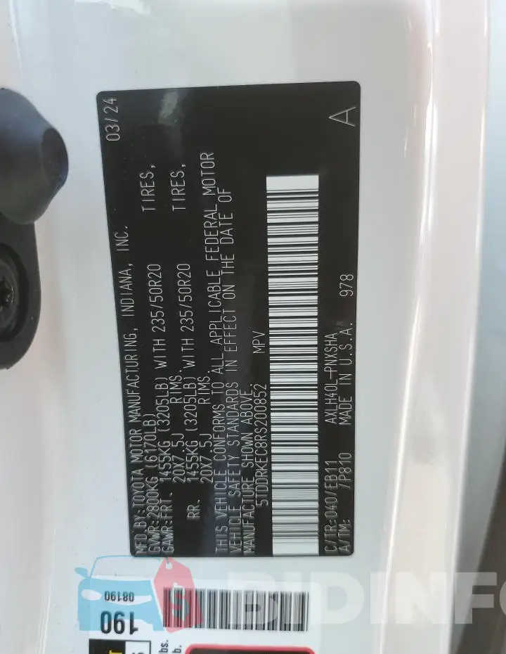 5TDDRKEC8RS200852 Photo# 13