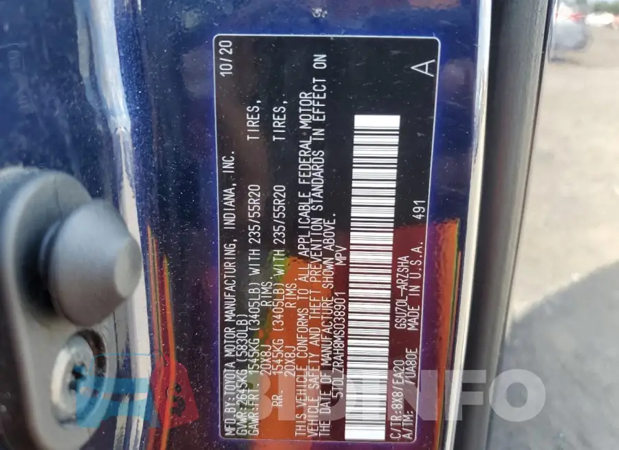 5TDLZRAH8MS038901 Photo# 13