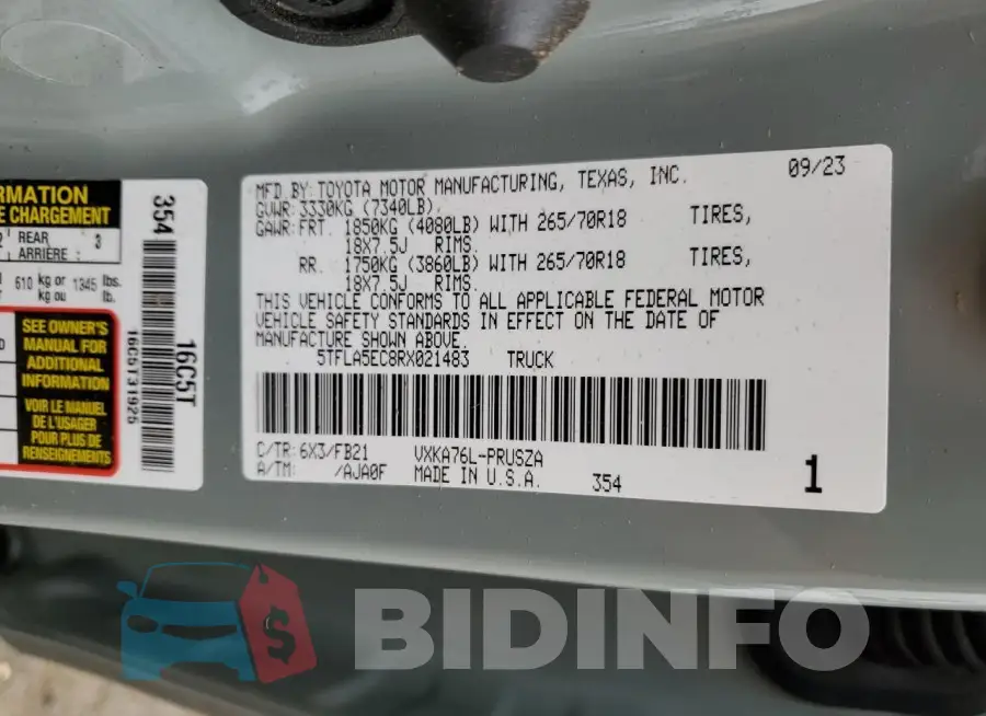5TFLA5EC8RX021483 Photo# 13
