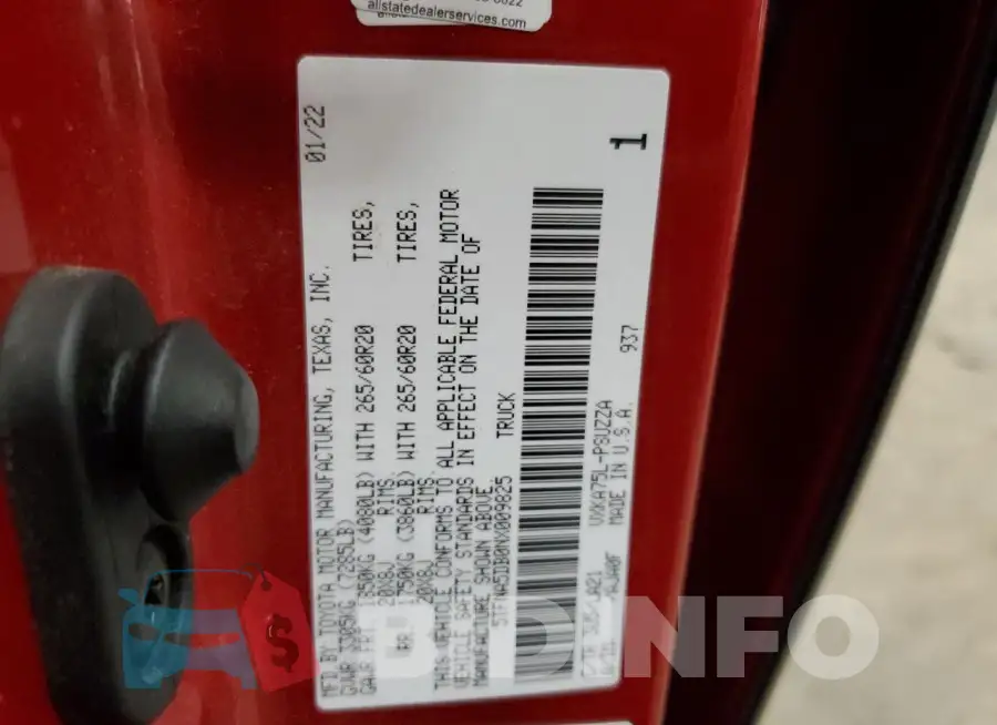 5TFNA5DB0NX009825 Photo# 14