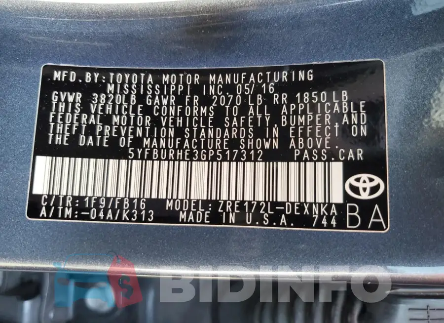 5YFBURHE3GP517312 Photo# 12