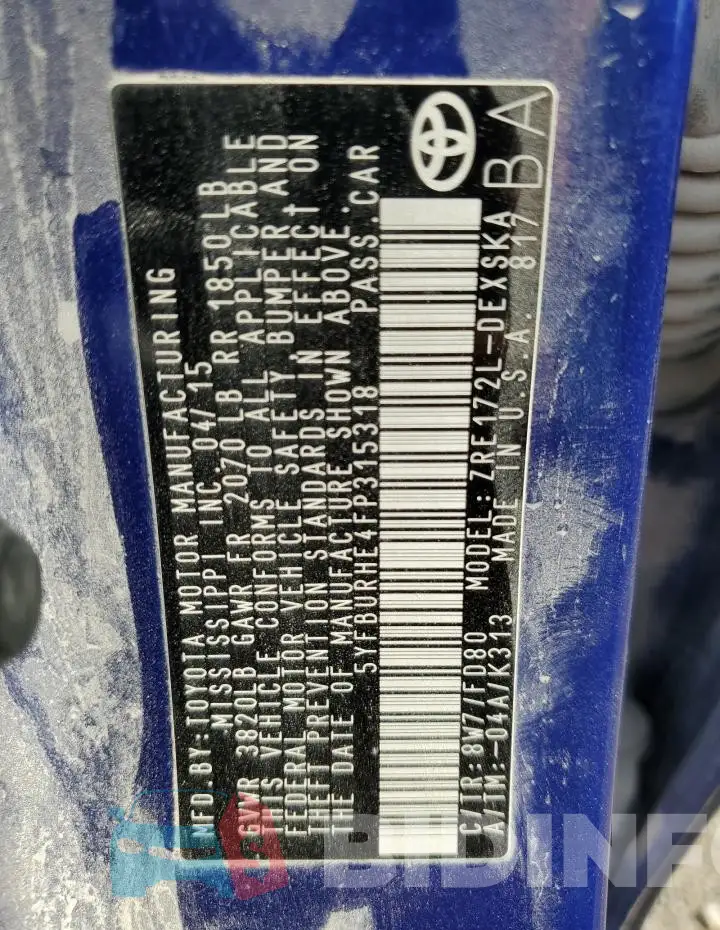 5YFBURHE4FP315318 Photo# 12