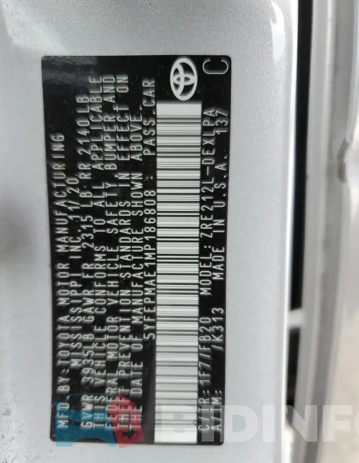 5YFEPMAE1MP186808 Photo# 13