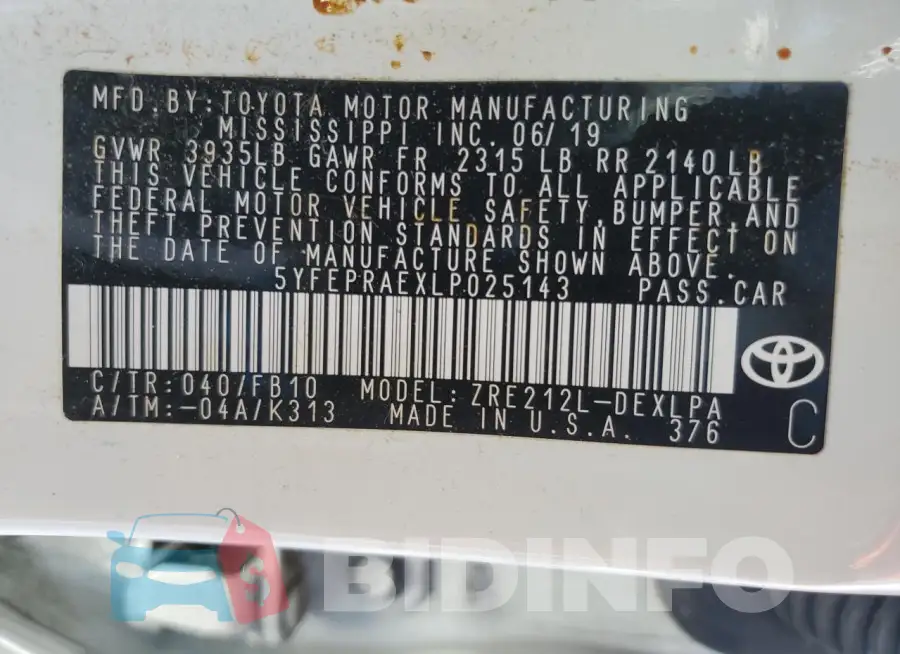 5YFEPRAEXLP025143 Photo# 12