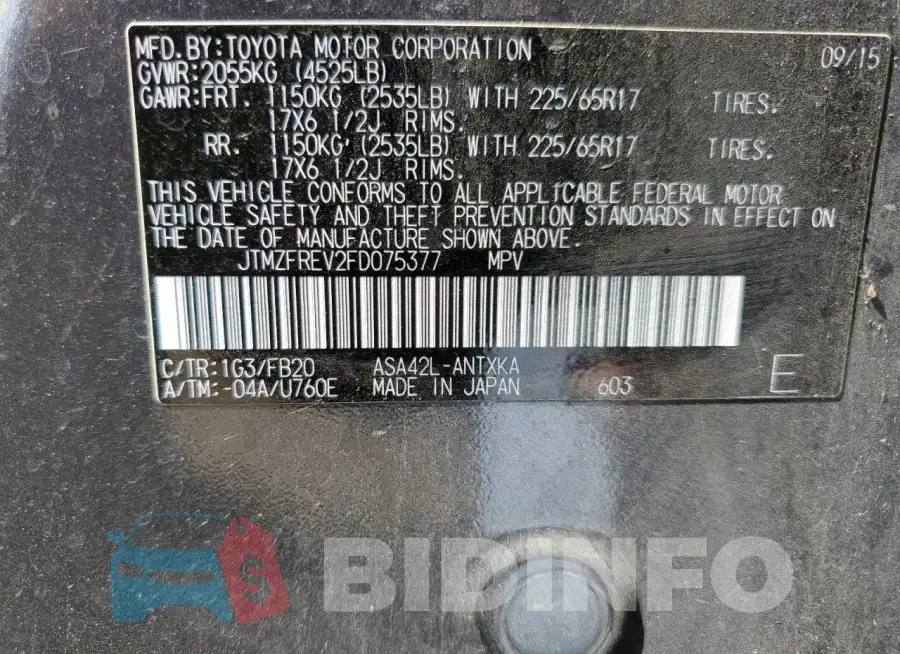 JTMZFREV2FD075377 Photo# 13