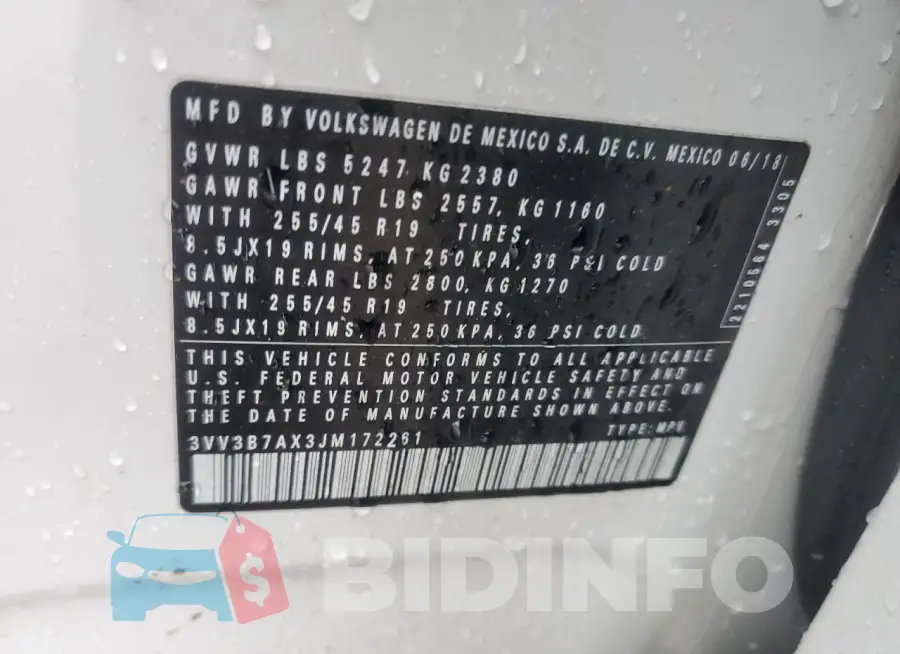 3VV3B7AX3JM172261 Photo# 13