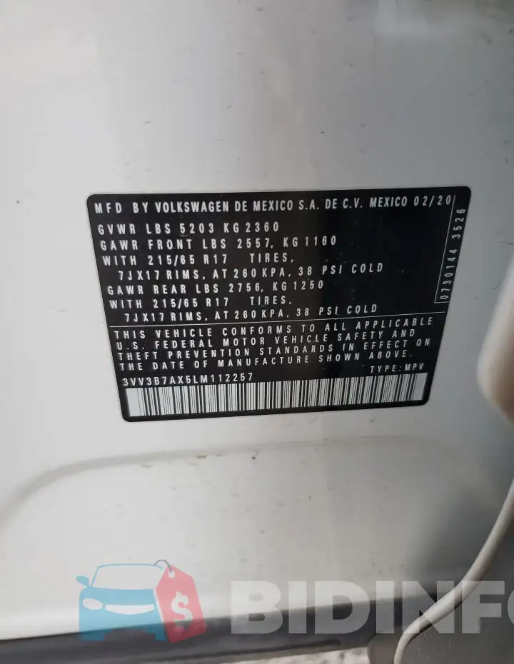 3VV3B7AX5LM112257 Photo# 13