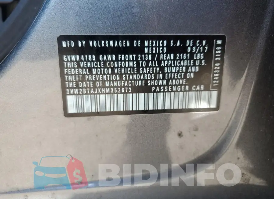 3VW2B7AJXHM352673 Photo# 12