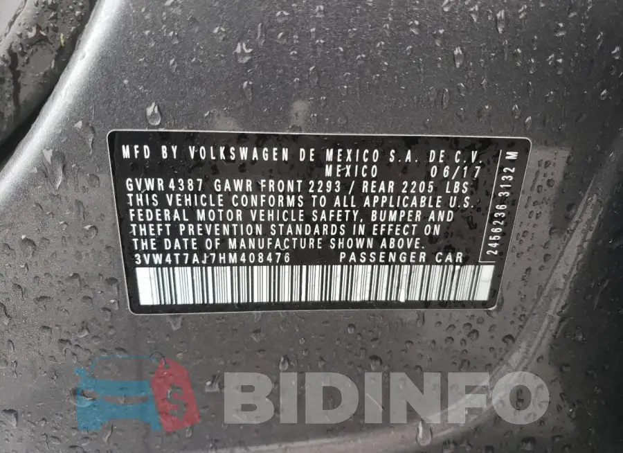 3VW4T7AJ7HM408476 Photo# 12