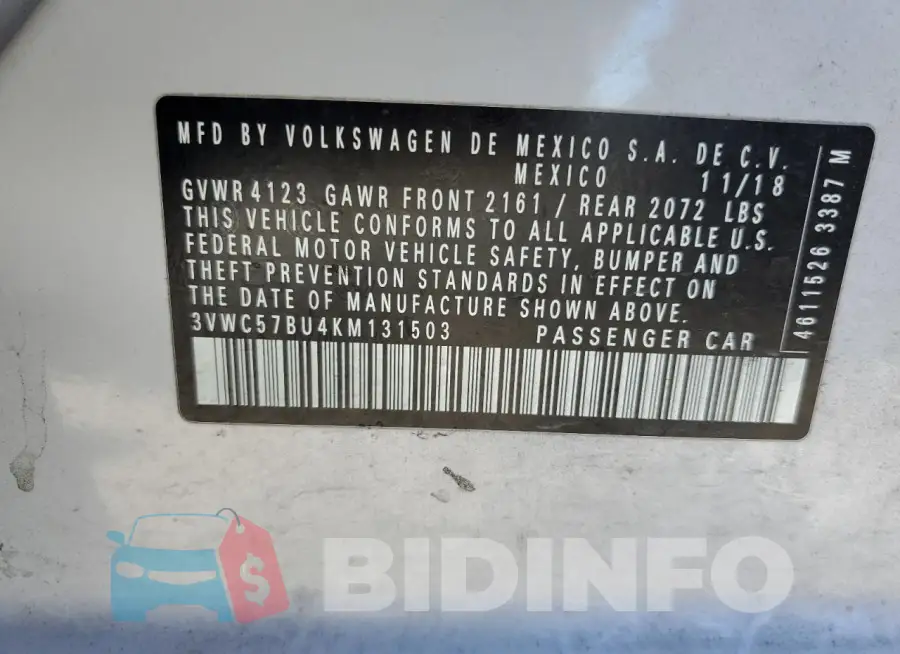 3VWC57BU4KM131503 Photo# 13