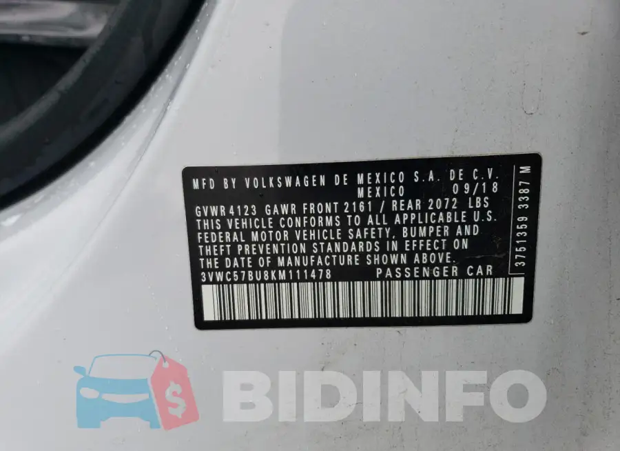 3VWC57BU8KM111478 Photo# 12