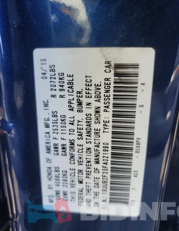 19UUB2F35FA021990 Photo# 12