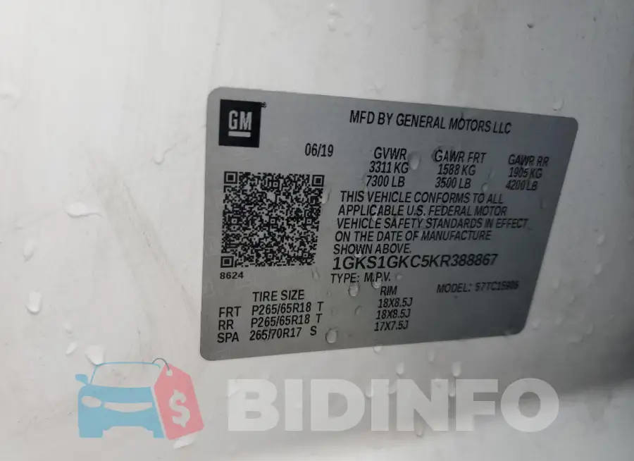 1GKS1GKC5KR388867 Photo# 13
