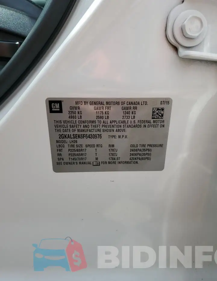 2GKALSEK6F6430976 Photo# 13