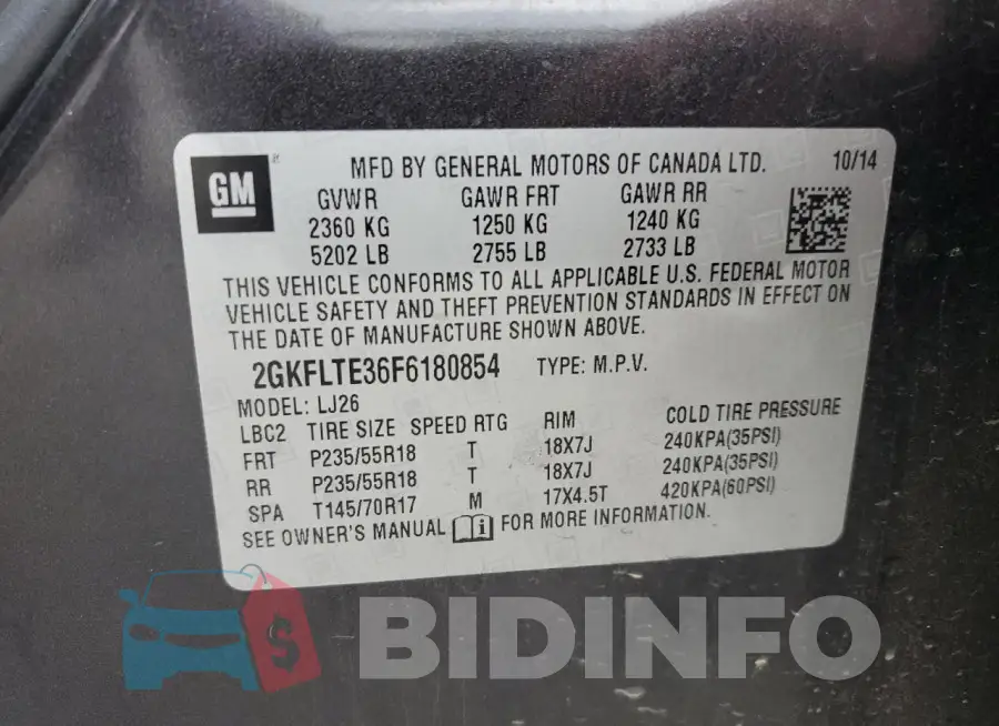 2GKFLTE36F6180854 Photo# 13