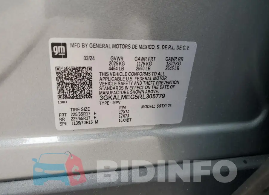 3GKALMEG5RL305779 Photo# 13