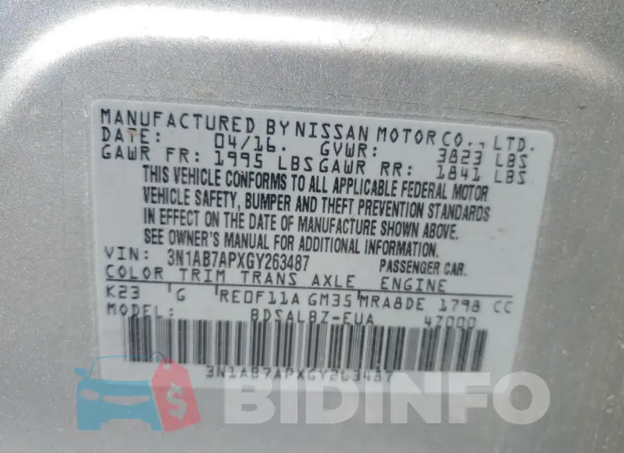 3N1AB7APXGY263487 Photo# 12