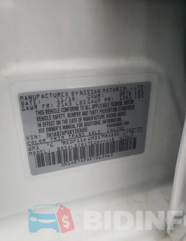 3N1AB7APXKY263465 Photo# 12