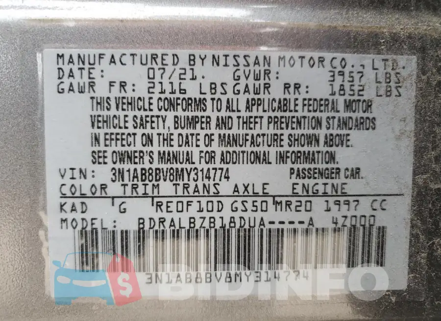3N1AB8BV8MY314774 Photo# 12