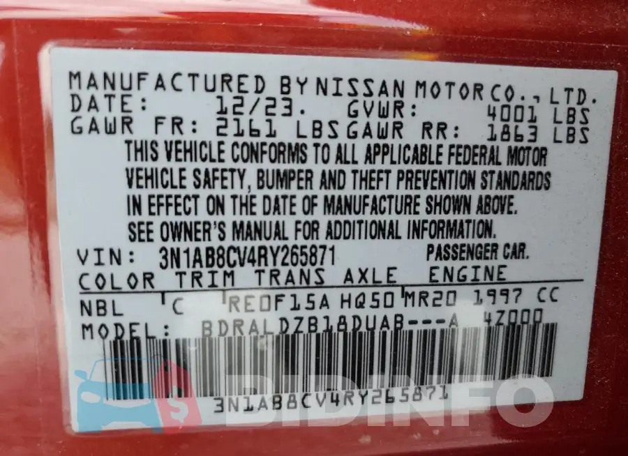 3N1AB8CV4RY265871 Photo# 12