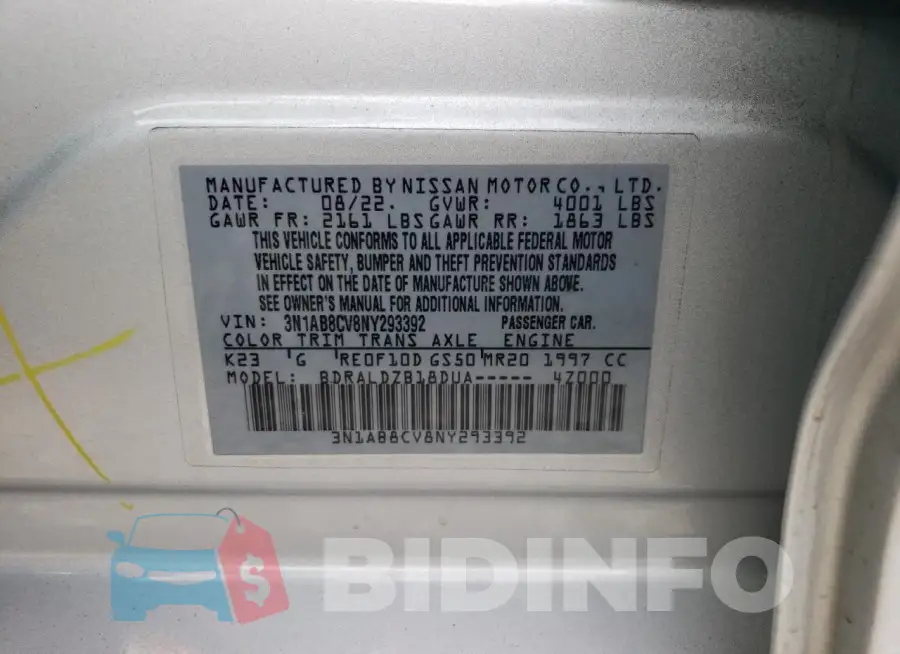 3N1AB8CV8NY293392 Photo# 12