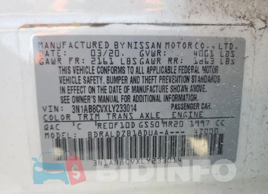 3N1AB8CVXLY233014 Photo# 12