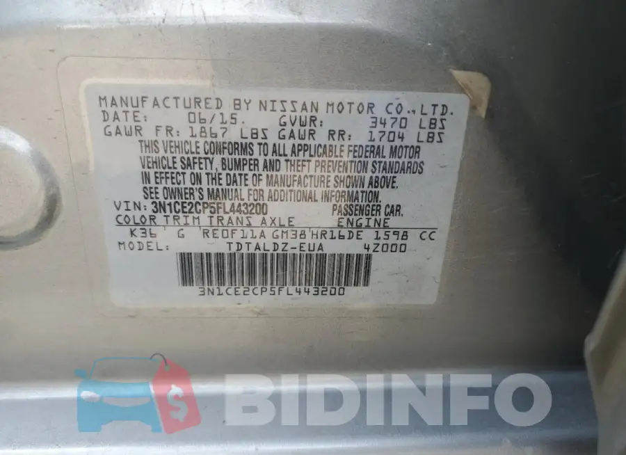 3N1CE2CP5FL443200 Photo# 12