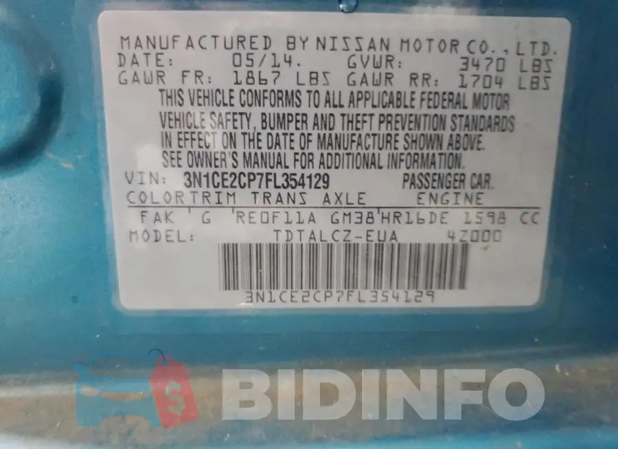 3N1CE2CP7FL354129 Photo# 12