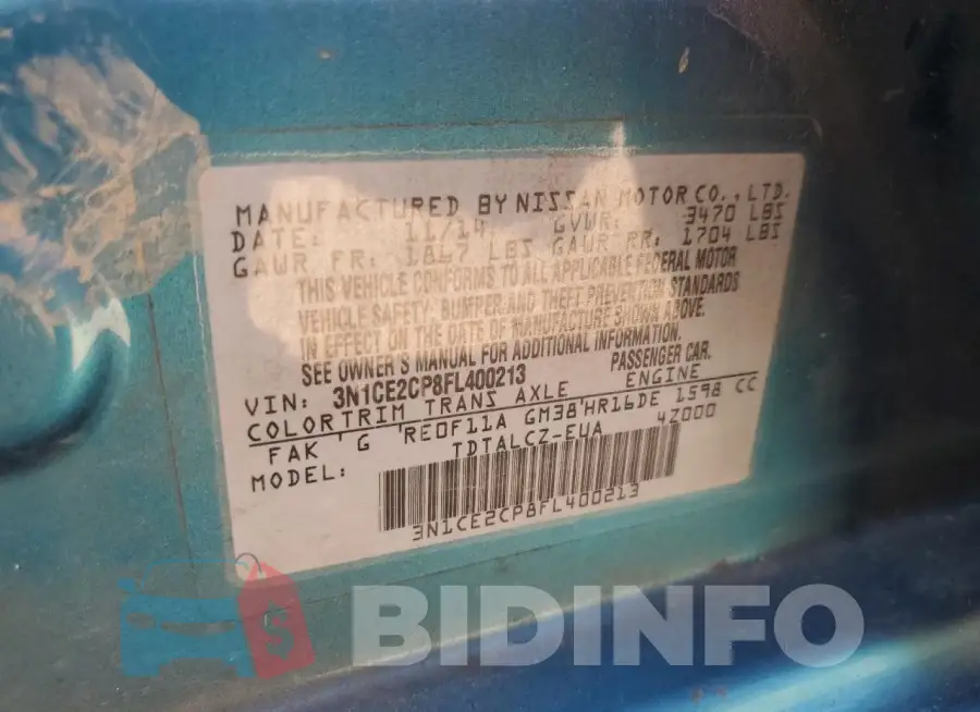 3N1CE2CP8FL400213 Photo# 12
