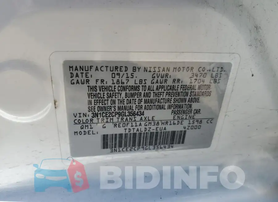3N1CE2CP9GL356434 Photo# 12