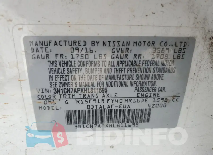 3N1CN7APXHL811695 Photo# 13