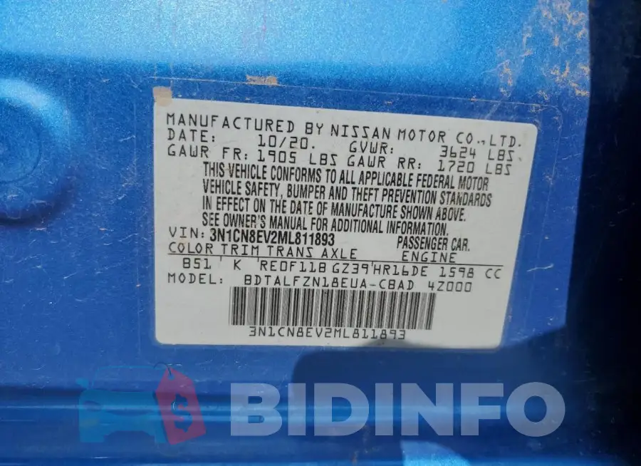 3N1CN8EV2ML811893 Photo# 12