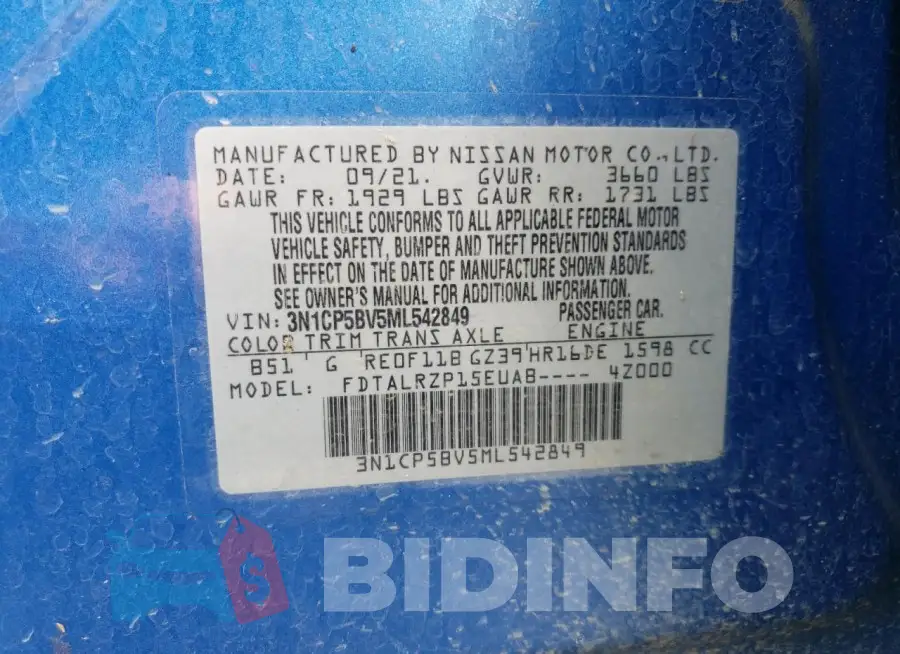 3N1CP5BV5ML542849 Photo# 14