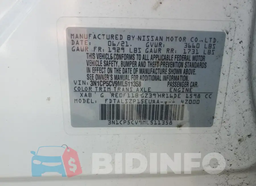 3N1CP5CV9ML511358 Photo# 12
