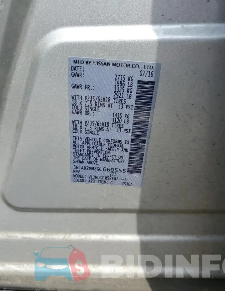 5N1AR2MM2GC669555 Photo# 13