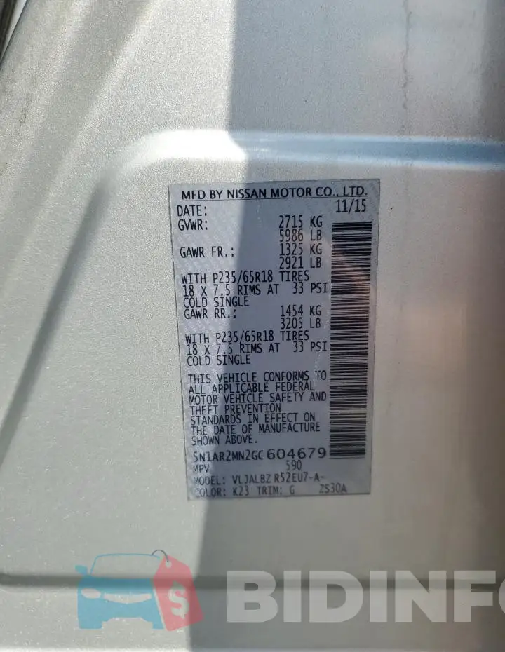 5N1AR2MN2GC604679 Photo# 13