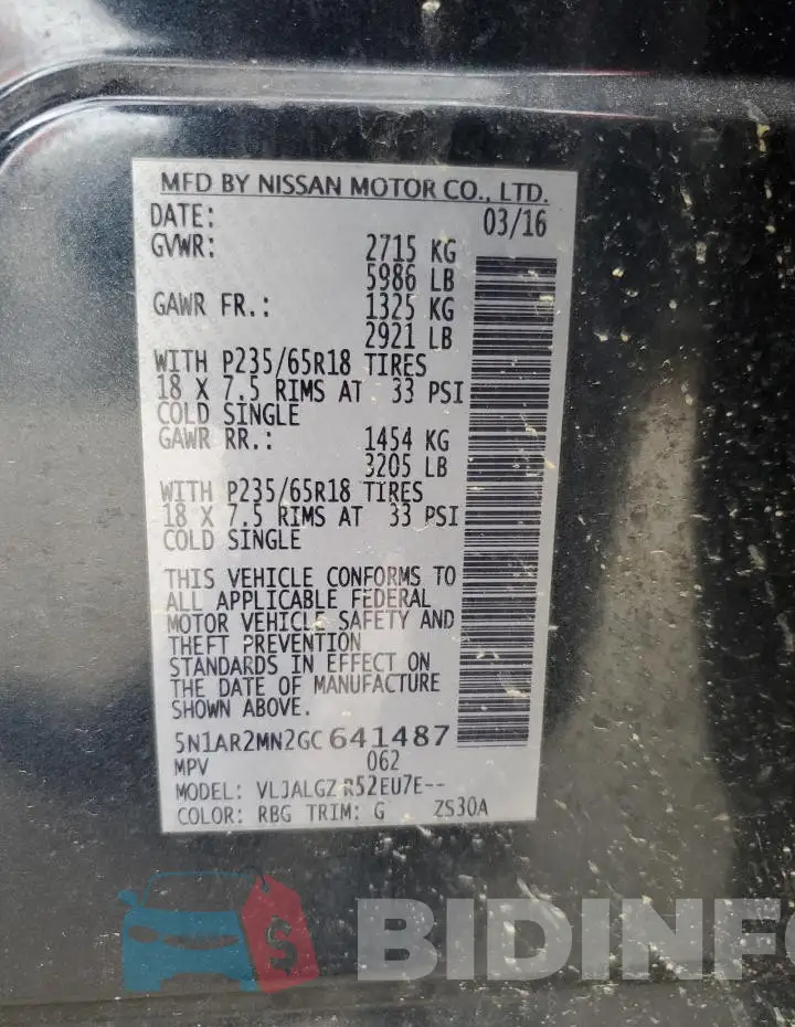 5N1AR2MN2GC641487 Photo# 13
