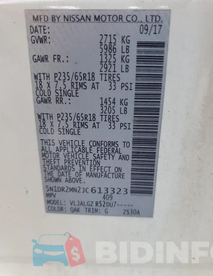 5N1DR2MN2JC613323 Photo# 14