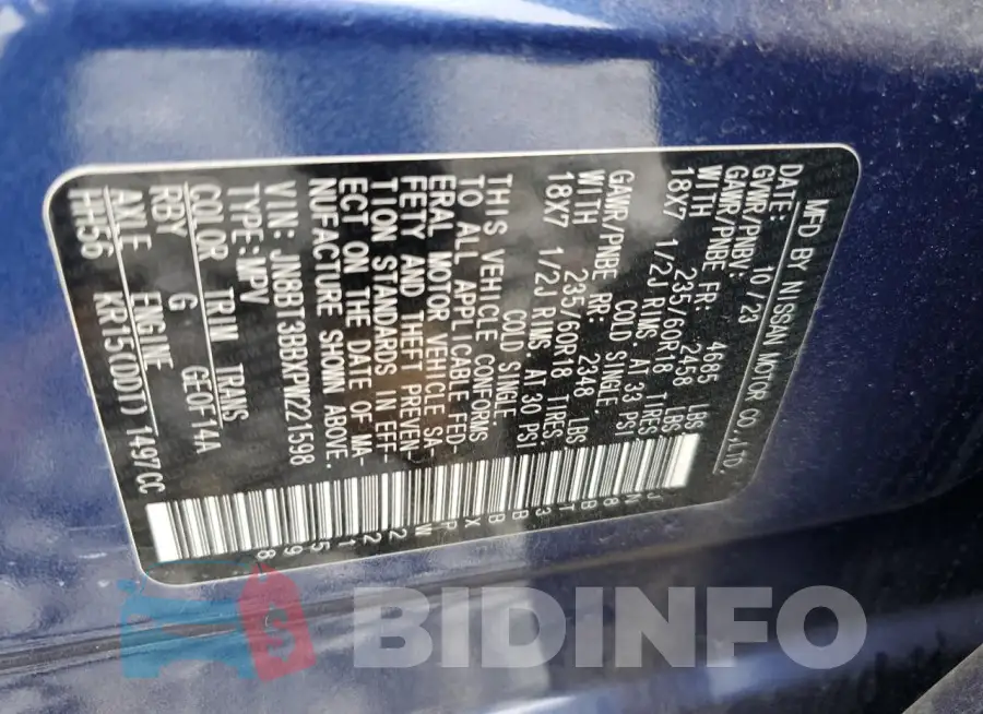 JN8BT3BBXPW221598 Photo# 13