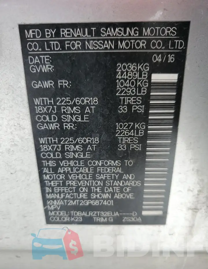 KNMAT2MT2GP687401 Photo# 13