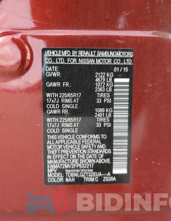 KNMAT2MV2FP532217 Photo# 14