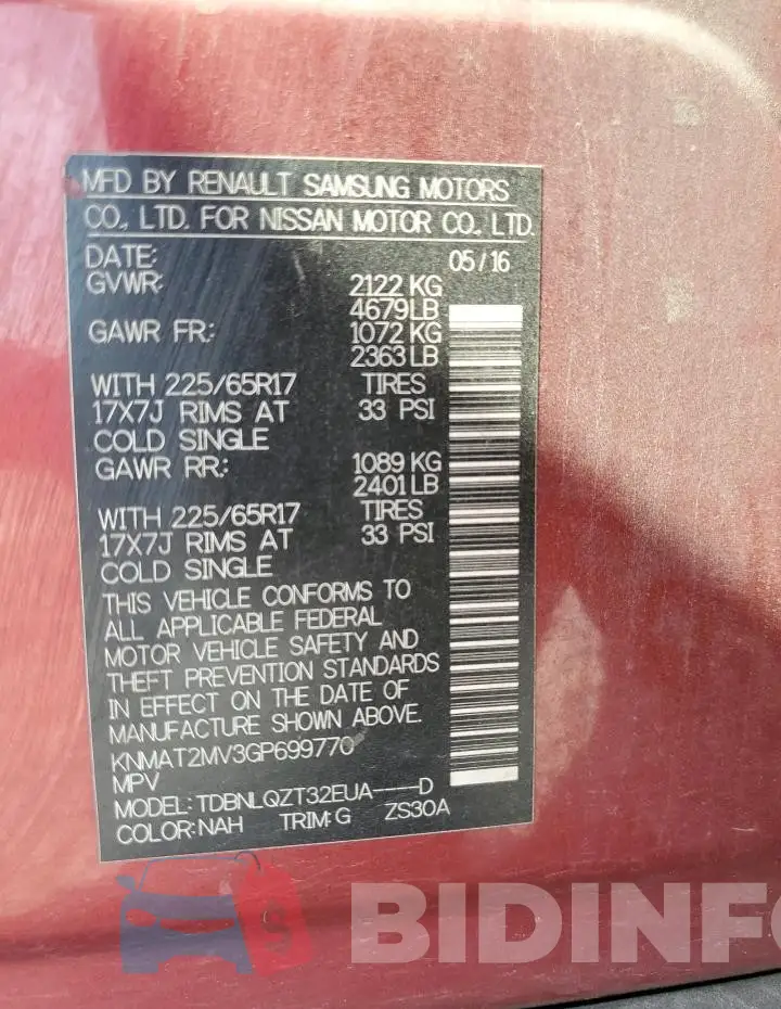 KNMAT2MV3GP699770 Photo# 13