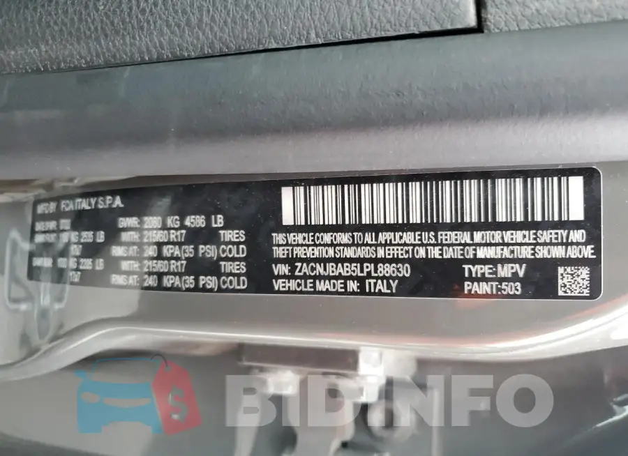 ZACNJBAB5LPL88630 Photo# 14